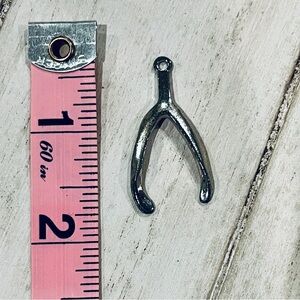 Vintage Silver Tone Wishbone Pendant Necklace